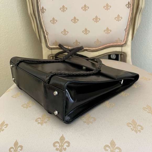 Bally Vintage Black Leather Double Braided Handles Timeless Design Shoulder Bag - Picture 5 of 12